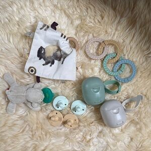 baby pacifiers and teether bundle